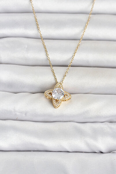 Lovesta Home 316L Steel Chain Gold Color Clover Model Women's Necklace Tj-Bko...