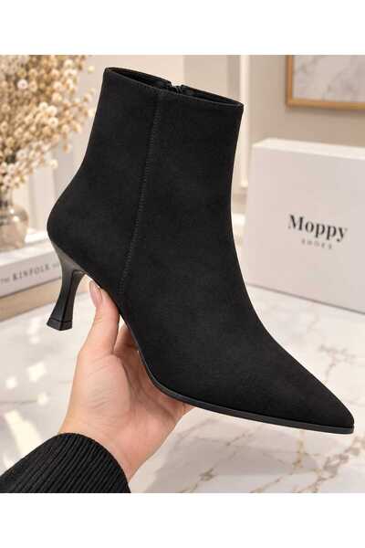 Moppy Suede Pointed Toe Thin Heel Boots