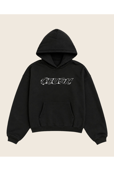Moon Dancer Crush Logo Baskılı Oversize Hoodie %100 Pamuk 3 İplik Şardonlu Un...