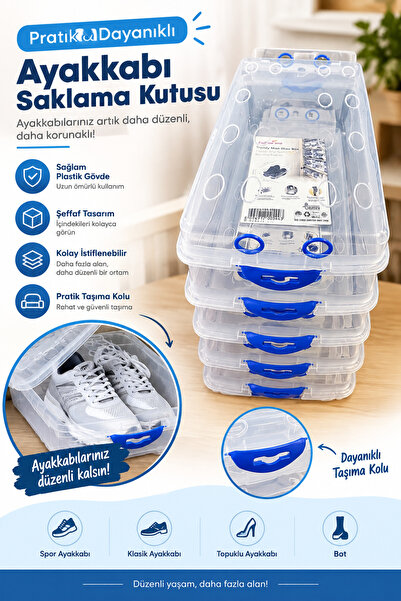 👟 Ayakkabı Saklama Kutusu – Şeffaf, Kapaklı, Dayanıklı ve Pratik