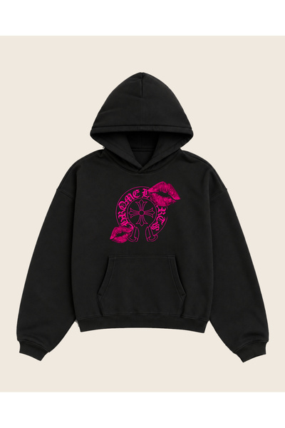 Moon Dancer Φούτερ με κουκούλα Chrome Hearts Kisses Logo, 100% βαμβακερό, με ...
