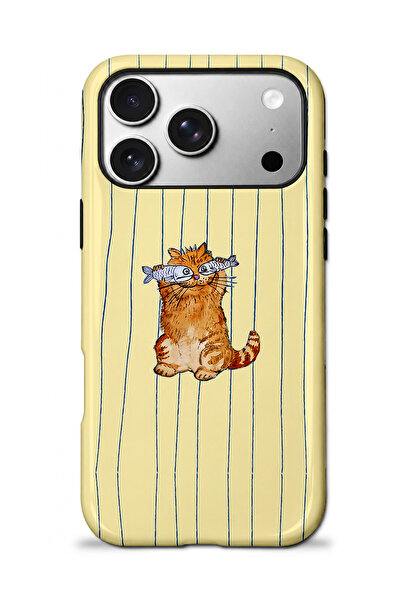 EDELFU iPhone 17 PRO Uyumlu - Balıkçı Garfield, Çift Katmanlı Kapak, Parlak Yüzey Koruyucu Kılıf