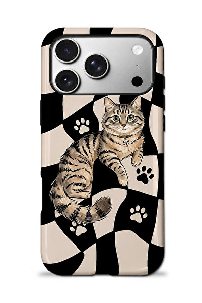 EDELFU iPhone 17 PRO Uyumlu - Asil Tekir Kedi, Çift Katmanlı Kapak, Parlak Yüzey Koruyucu Kılıf