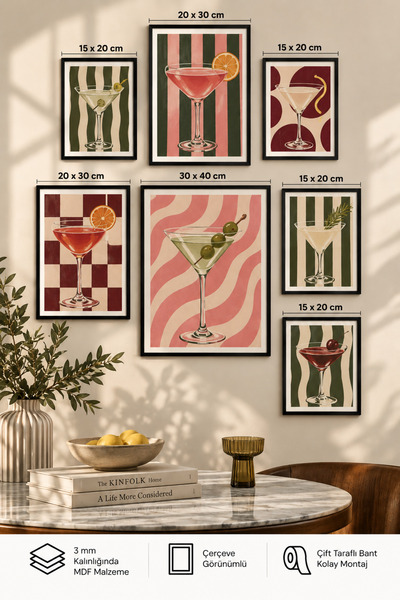 UNT 7-Piece Frame-Looking Modern Painting Set |   Retro & Pop Art |   Cocktai...