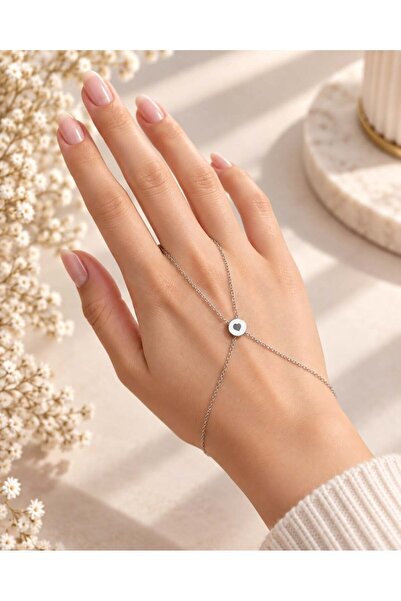 Kumru Studio Minimal Silver Color Steel Şahmeran with Heart Detail