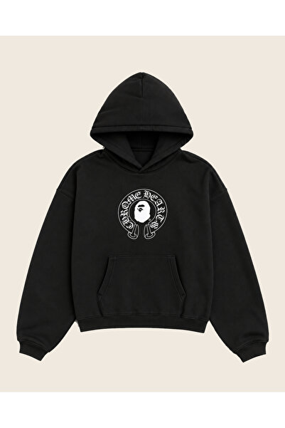 Moon Dancer Φούτερ με κουκούλα Chrome Hearts x BAPE Collab με στάμπα, υπερμεγ...