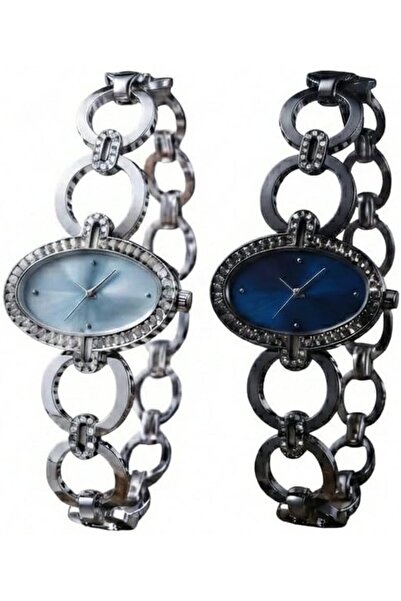Generic Oval Dial Crystal Bracelet Watch for Women, Chain Link Bracelet, Two ...
