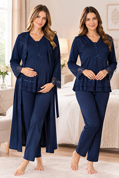by İGP Cotton Maternity Pajama Set with Breastfeeding Feature and Adjustable ...
