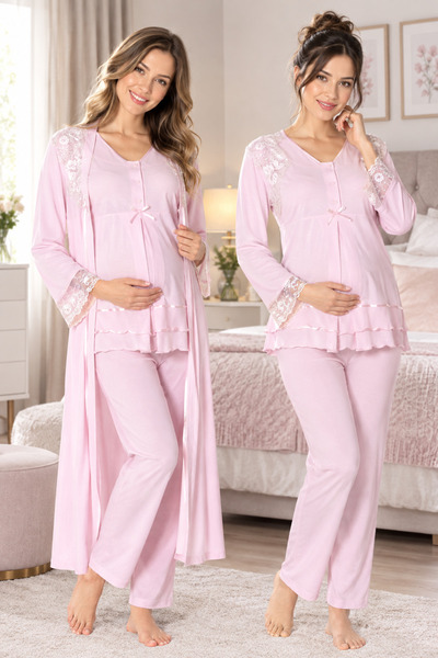 by İGP Cotton Maternity Pajama Set with Breastfeeding Feature and Adjustable ...