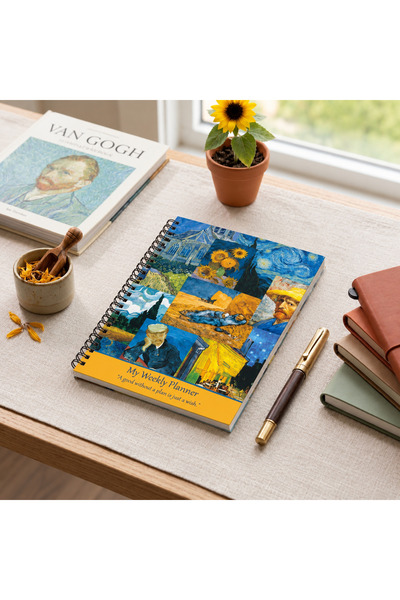 meridox Van Gogh Karma Eserler Kolajı Sert Kapak Spiralli Haftalık Planlayıcı Defter