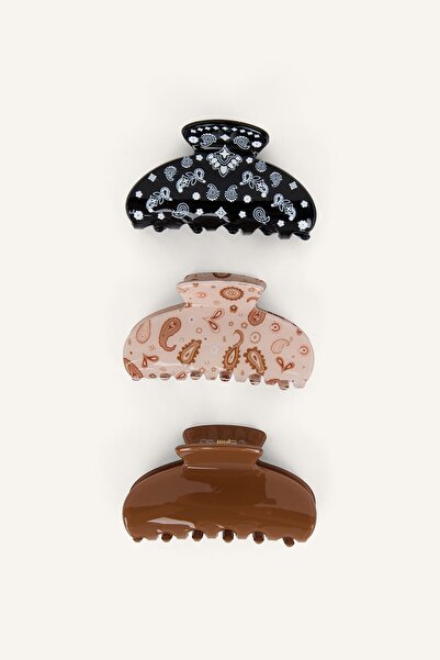 DeFacto Women's 3-Piece Patterned Latch Buckle Hair Accessory I6980Axns