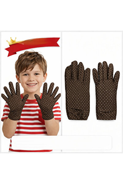 Lovesta Home Children's Boy Pantomime Gloves White Polka Dot Brown Color Perf...