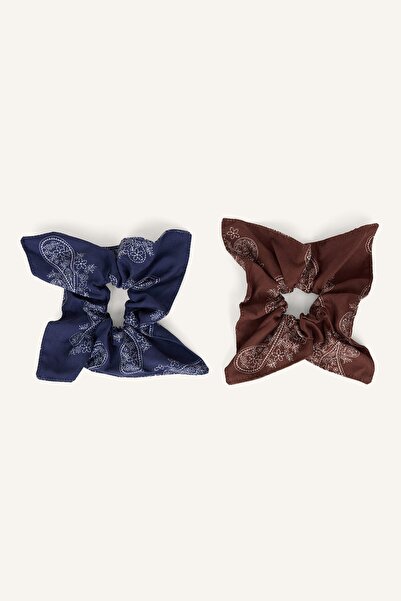 DeFacto Women's 2-Piece Shawl Patterned Scarf Buckle Hair Accessory I6959Axns