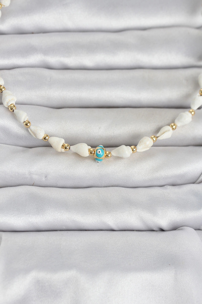 Lovesta Home Natural Sea Shell Stringed Evil Eye Model Necklace Tj-Bko11118