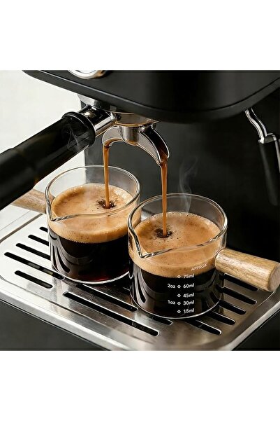 GENERAL YARRAMATE 2 Pack Espresso Shots Cup with Wood Handle, Clear Glass Esp...