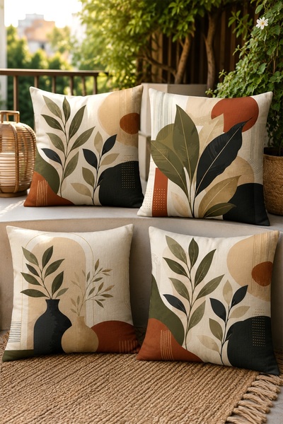 EVPANYA Branches in a Vase Patterned 4-Piece Throw Pillow Cover Set