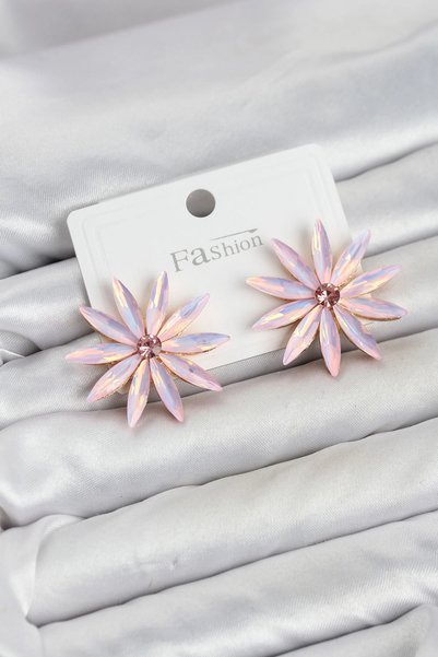 Lovesta Home Pink Crystal Stone Lotus Model Women's Earrings Tj-Bkp11927