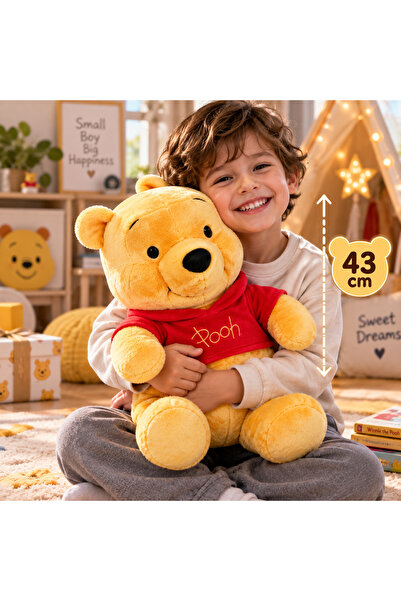 Cici Oyuncak Winnie the Pooh 43 cm Büyük Boy Peluş Ayıcık Kırmızı Tişörtlü Yu...
