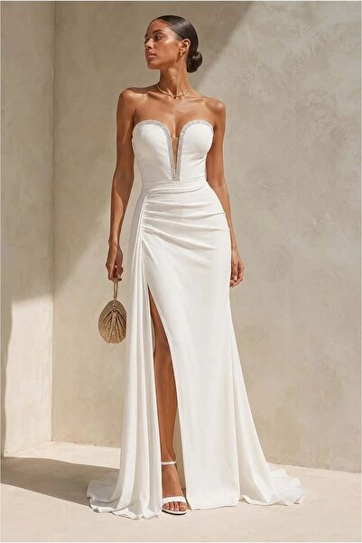 Şeker Portakalım Women's V Detailed Dress Collar Crepe