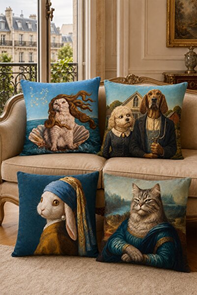 EVPANYA Artistic Animals Patterned 4-Piece Throw Pillow Cover Set