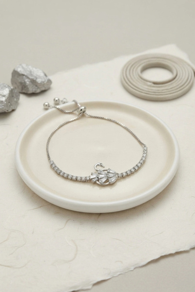 Lovesta Home Silver Color Zircon Stone Brass Swan Model Elevator Bracelet Tj-...