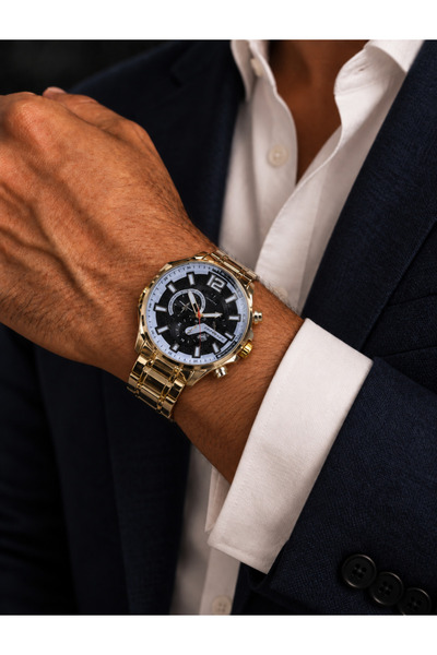 Show Time 44 mm Siyah Çok Katmanlı Kadran Çelik Kordon Erkek Kol Saati