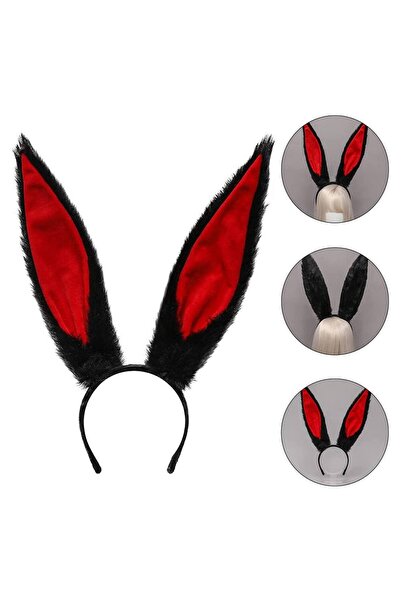 evimdeyokyok Made from Plush Material, Mega Size Shapeable Rabbit Ear Black 1...