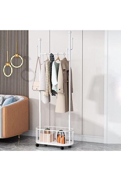 SAHABA Metal Clothes Organizer and Coat Rack with Shoe Basket or Storage - Cl...
