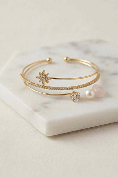 Lovesta Home Polar Star Model Gold Color Zircon Stone Women's Bracelet Tj-Bb8872