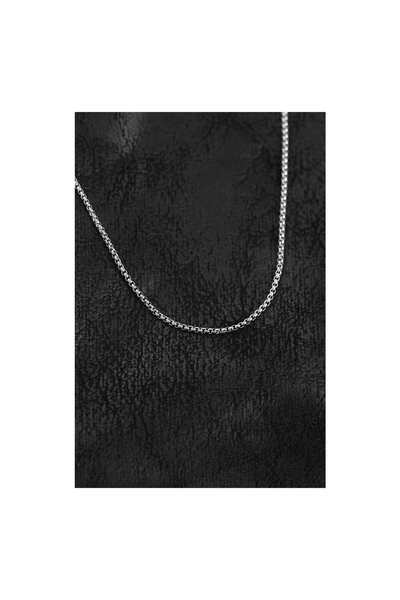 evimdeyokyok 316L Steel Silver Color Thin Venetian Chain Model Men's Necklace...