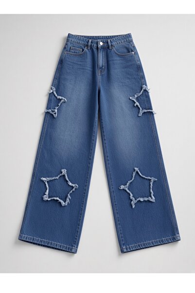 Köstebek Vintage Blue Baggy Jeans with Star Patch