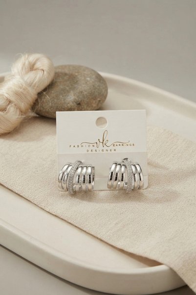 Lovesta Home Silver Color Brass Cage Model Hoop Earrings Tj-Bkp12143