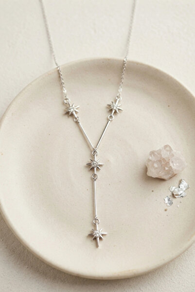 Lovesta Home Brass Silver Color Zircon Stone Pole Star Model Women's Necklace...