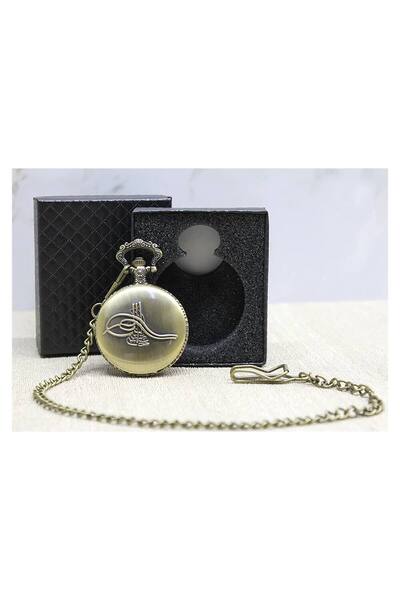 evimdeyokyok Special Boxed Ottoman Tughra Clock with Chain Alk3981