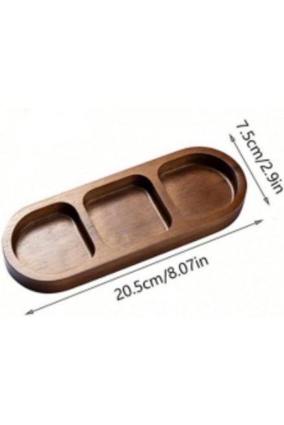 Gonice Wooden Jewelry Display Tray, Multi-Compartment Storage Organizer, Walnut Brown, 20.5 cm x 7.5 cm, 5-Compartment Design for Rings, Bracelets, and Accessories