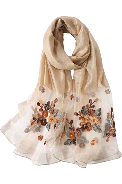 GENERAL وشاح حرير التوت للنساء من WINCESS YU، خفيف الوزن ومطرز بالزهور، شال ل...