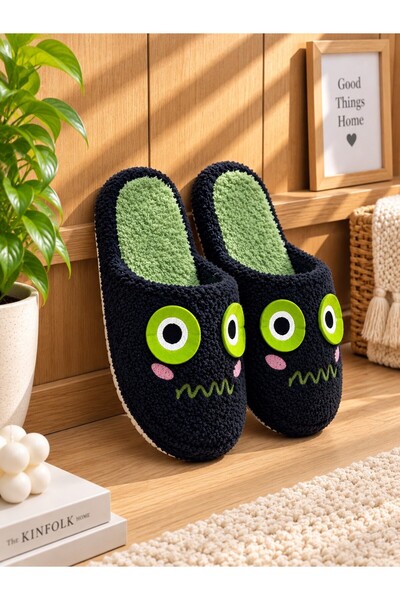 Moda Frato 3'lü Paket MONSTER Kadın Terlik Ev Terliği Ses Yapmayan Taban Yumuşak Rahat Terlik