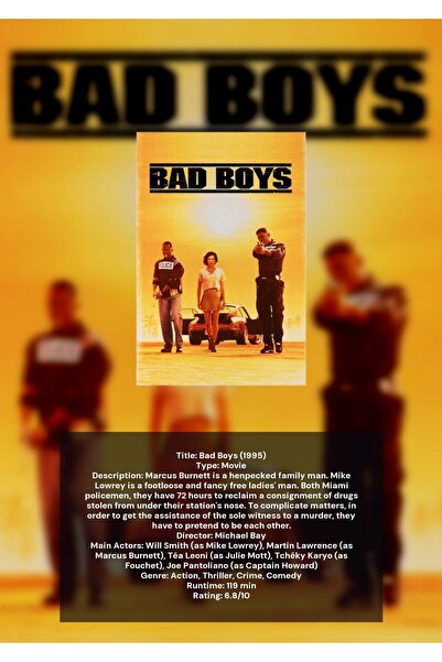 OEM Αφίσα Ινφογραφική  "Bad Boys ", Κινηματογραφικός Σχεδιασμός, Χαρτόνι 250γ...