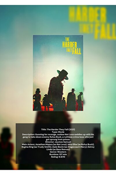 OEM Αφίσα Ινφογραφικό  "The Harder They Fall ", Δυτικού Μοντέρνου Στυλ, Διακό...
