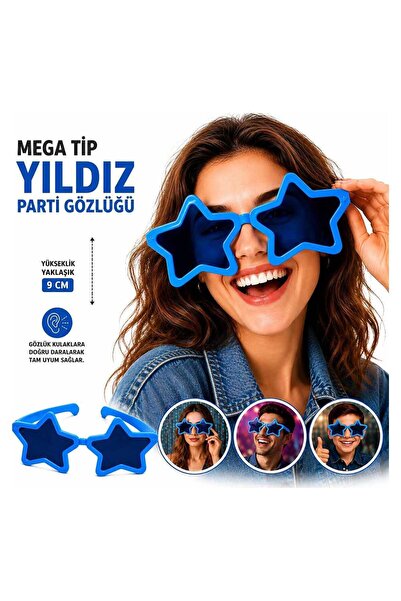 evimdeyokyok Mega Tip Star Party Glasses Blue Color