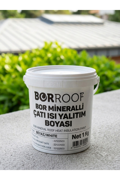 Çatı Isı Yalıtım Boyası Bor Mineralli Güneş Işınlarını Yansıtan Beyaz Boya 1 KG Ve 4 KG