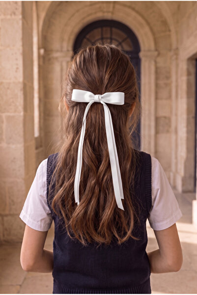 Katia&Bony Satin Bow with Thin Ribbon Bow Buckle White