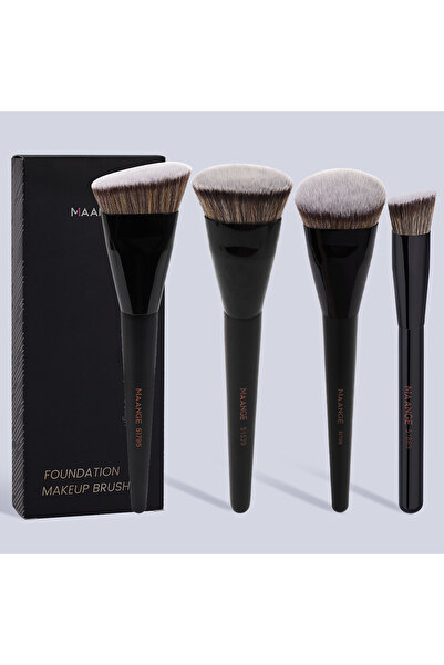 Choice 4pcs Black MAANGE 4pcs Main Makeup Brushes Set Flat Top Foundation Bru...