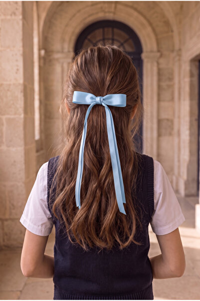 Katia&Bony Satin Bow with Thin Ribbon Bow Buckle Blue