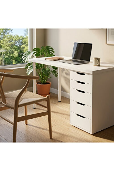 NKX Multifunctional Desk Table Form & office white Color with Multiple Drawer...