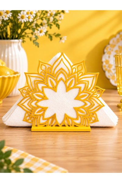 Tilekey Seramik Decorative Napkin Holder with Mandala Motif – Floral Patterned Desktop Napkin Holder, Stylish Table Accessory