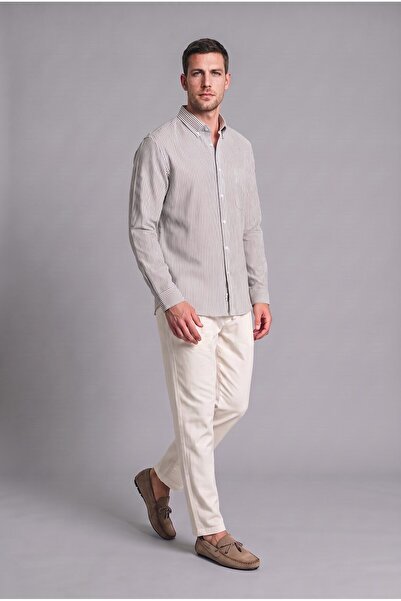 DeFacto Regular Fit Pinstripe Cotton Long Sleeve Shirt I8471Ax26Sm