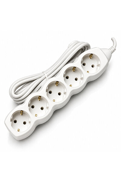 Spin Extension cord with ground, 5 sockets, 5 meter cable, fire-retardant pla...
