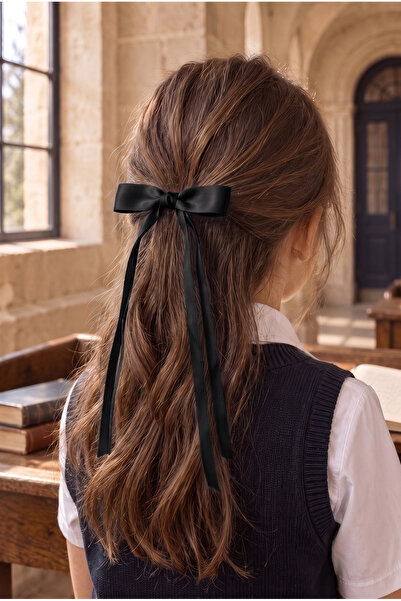 Katia&Bony Satin Bow with Thin Ribbon Bow Buckle Black