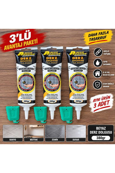 Proline 🏷Plus Derz Dolgusu 380 Gr Beyaz 3’lü Avantaj Paketi | Suya Dayanıklı
